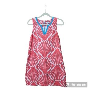 Crown & Ivy dress. Size 12. Coral & white shell design with turquoise accents.